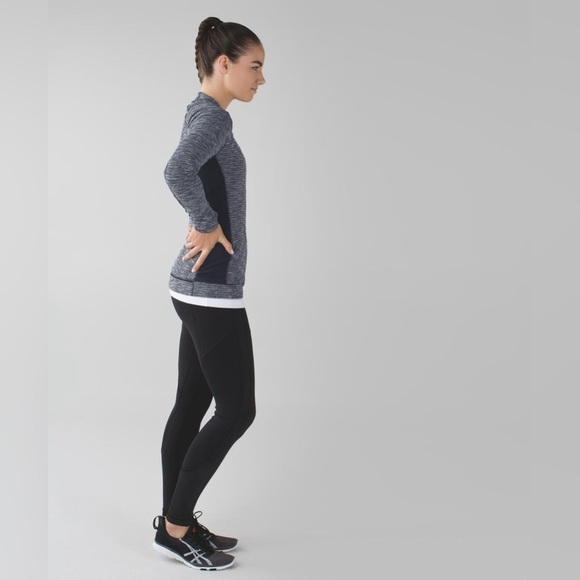 Lululemon Think Fast Long Sleeve, Coco Pique Black / Black, Size 10 - Picture 3 of 12